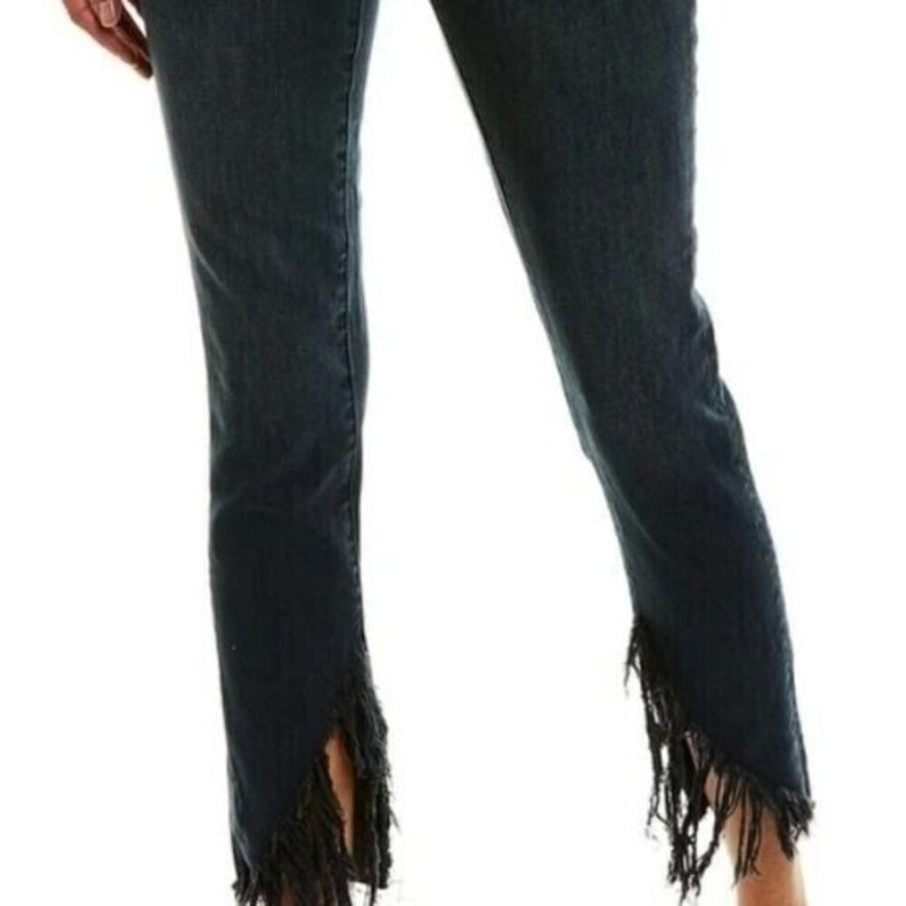 BLANK NYC Jeans The Bond Fringe Hem Skinny Sz 26 Medium Blue Wash Grunge Boho